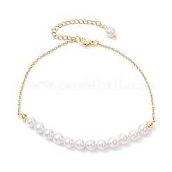 Bracelets de cheville à perles rondes en coquillage&nbsp;AJEW-AN00707-01