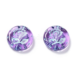 メッキクリアアクリルビーズ  ライン入り  花柄とフラットラウンド  ミディアム蘭  17.5~18x5~5.5mm  穴：1.8mm  約399個/500g&nbsp;OACR-G016-27L
