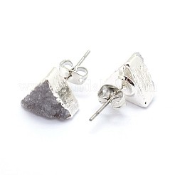 Orecchino di perline in cristallo di quarzo naturale druzy&nbsp;EJEW-F173-E01-S