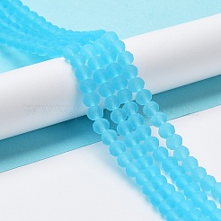 透明ガラスビーズ連売り  多面カット  艶消し  ロンデル  空色  3.5~3.8mm  穴：1mm  約105~110個/連  29~31cm&nbsp;EGLA-A034-T3mm-MD08