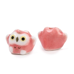 Lindas mini cuentas de porcelana pintadas a mano con forma de búho&nbsp;PORC-F014-01F