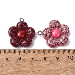 不透明トラタン樹脂ペンダント  ひまわりチャーム  プラチナ鉄ループ付き  ミックスカラー  26x23x6.5mm  穴：2mm&nbsp;FIND-P035-03P-M