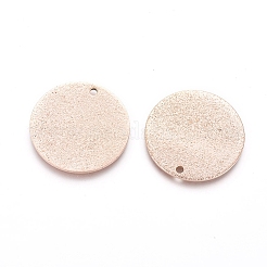 イオンプレーティング（IP）304ステンレススチールテクスチャペンダント  フラットラウンド  ローズゴールド  20x1mm  穴：1mm&nbsp;STAS-I098-01-20mm-RG