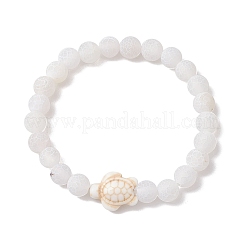 Браслеты из круглых бусин из натурального окрашенного выветренного агата BJEW-JB11078