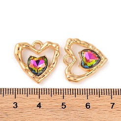 合金クリスタルラインストーンペンダント  ハートチャーム  サクランボ色  18.5x19x5mm  穴：2mm&nbsp;ALRI-M021-04E