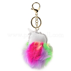 Брелок с подвеской в виде единорога из искусственного меха кролика рекса и искусственной кожи KEYC-K018-01KCG-02