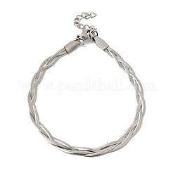 Bracelet en acier inoxydable 304 à mailles chevrons entrelacées pour femme&nbsp;BJEW-K240-08B-P