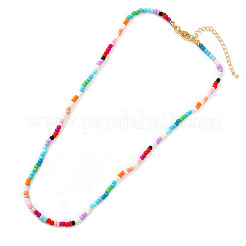 Летние красочные круглые ожерелья из стеклянного бисера для женщин и девочек.&nbsp;ZR3315