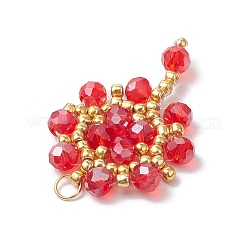 Подвески-цветы из стеклянных бусинок ручной работы PALLOY-MZ00492-01