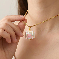 Collana con ciondolo a forma di cuore rosa in ottone smaltato per la festa della mamma&nbsp;WGB75E5-01