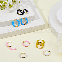 5 пара двухцветных серег-колец из нержавеющей стали 316 с эмалью&nbsp;EJEW-DC0001-39A