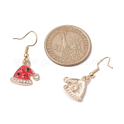 Серьги с подвесками из сплава на рождественскую тематику со стразами EJEW-JE05830-06