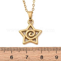 Collares con colgante de estrella de acero inoxidable 304 y cadena de cable para hombres y mujeres&nbsp;NJEW-K308-01B-G