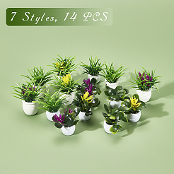 14 pièce de 7 styles de mini bonsaï en plastique&nbsp;DJEW-GA0001-11
