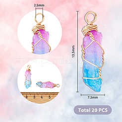 20 шт. заостренные подвески из натурального окрашенного кварца&nbsp;FIND-HY0001-28