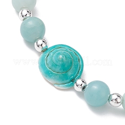 Эластичные браслеты круглой формы из лавового камня и амазонита толщиной 8 мм BJEW-JB10501