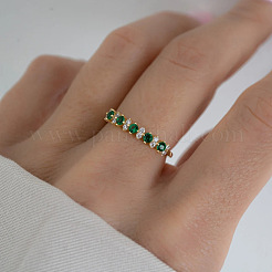 925 Fingerring aus Sterlingsilber mit Mikropavé und grünen Zirkonia&nbsp;FS-WG746A1-03