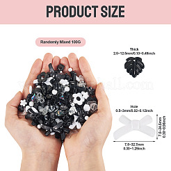 透明・不透明アクリルビーズ100g  混合図形  ブラック  7.5~24.5x7.5~32.7x2.5~12.5mm  穴：0.5~3mm&nbsp;TACR-TA0001-57G