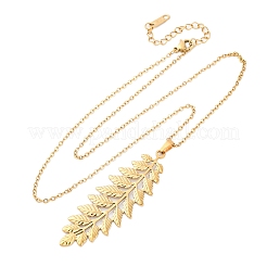 Collane con ciondolo a forma di foglia in acciaio inossidabile 304&nbsp;NJEW-H059-29B-G