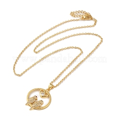 Ожерелья с подвеской из латуни с микропаве и прозрачным кубическим цирконием для женщин&nbsp;NJEW-S429-05G-02