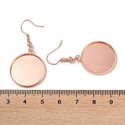 ラックメッキアイアンピアスフック  空白の丸いトレイ付き  フラットラウンド  ローズゴールド  42.5mm  ピン：0.7mm&nbsp;EJEW-D091-01F-RG