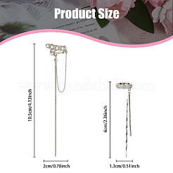 4 шт. 3 стильных пластиковых серьги-каффы с имитацией жемчуга и хрустальными стразами EJEW-FI0001-30