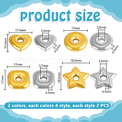 16 шт. 8 стиля 304 нержавеющая сталь разделительные бусины&nbsp;STAS-PH0006-98