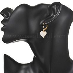 Серьги-кольца в форме сердца из натуральной морской ракушки&nbsp;EJEW-JE06771