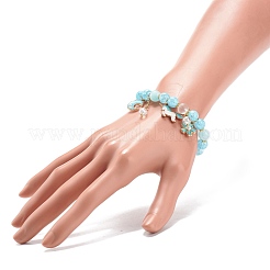 Bracelet extensible en perles de quartz synthétique craquelé et de jade jaune naturel&nbsp;BJEW-JB08527-02