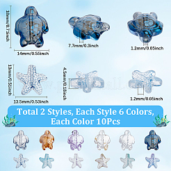120шт 12 стиля прозрачные стеклянные бусины&nbsp;GLAA-SC0002-54