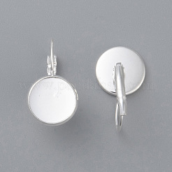 304ステンレススチールフレンチフックピアスセッティング  フラットラウンド  銀  トレイ：8mm  18x10x11mm  ピン：0.7mm&nbsp;STAS-F191-03S-8mm