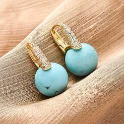 Круглые серьги-кольца из латуни с микропаве из прозрачных кубических цирконий EJEW-S274-03G