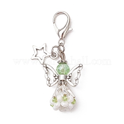 Decorazioni pendenti in lega e perline di vetro a forma di angelo&nbsp;HJEW-MZ00192-03