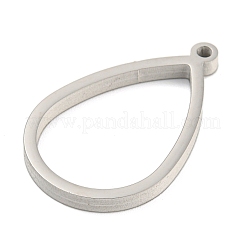 変色しない304ステンレススチールレーザーカットペンダント  ティアドロップチャーム  ステンレス鋼色  32x20x2.8mm  穴：2mm&nbsp;STAS-U009-05B-P