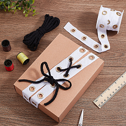 5 ярд хлопчатобумажных лент с золотистыми железными люверсами и хлопковой нитью&nbsp;SRIB-OC0001-05A