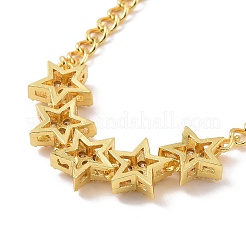 Collana con pendente a stella in zirconi cubici trasparenti con catene barbazzale in ottone da donna&nbsp;NJEW-E042-01G