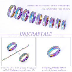 18 шт. набор из 9 колец из нержавеющей стали 201 размера с рифлением для мужчин и женщин&nbsp;STAS-UN0045-59B-M