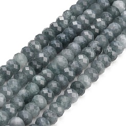 ファセットカットされた染色済みの天然白翡翠ビーズの連  ロンデル  士官候補生ブルー  8x5.5~6mm  穴：1mm  約64~66個/連  14.76~15.16''（37.5~38.5センチメートル）&nbsp;GG-CBAE966-01A-Q