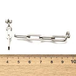 女性用304ステンレススチールダングルスタッドピアス  316ステンレススチールピン付き  チェーンチャーム  ステンレス鋼色  25~50x5.5mm&nbsp;EJEW-C096-15P-01