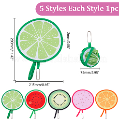 5 шт. 5-х видов складных летающих дисковых вееров из пластика и полиэстера в форме фруктов&nbsp;AJEW-AR0005-36