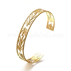 Браслеты-манжеты из нержавеющей стали 304 для женщин&nbsp;LS-BJEW-Z083-02G-03