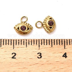 304ステンレスペンダント  ラインストーン付き  ゴールドカラー  目  8x7.5x3mm  穴：1.8mm&nbsp;STAS-H438-02C-G01
