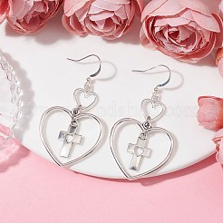 Lega del cuore orecchini pendenti&nbsp;EJEW-JE05534-01