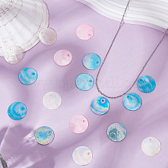 48 шт. 4 стиля подвески из натуральной ракушки капиз с покрытием цвета ab&nbsp;SSHEL-ME0001-04