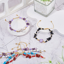 10 Stück 10 Stile natürliche & synthetische gemischte Steinsplitter & Glasperlen geflochtene Armbandherstellung&nbsp;AJEW-TA00055
