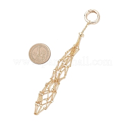 Sacchetto in macramè in acciaio inossidabile 304 con ciondolo porta pietre vuoto e decorazioni&nbsp;SA-CJCA03-01