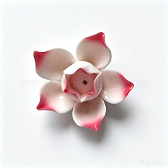 蓮の葉と蓮の花の磁器香炉  香立て  ホームオフィス茶屋禅仏教用品  ショッキングピンク  90x30mm&nbsp;DJEW-CN0001-38B