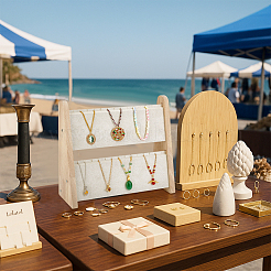 2-слойный бамбуковый органайзер для ожерелий с наклонной спинкой&nbsp;NDIS-WH0010-30