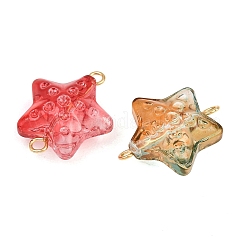 Breloques de connexion en forme d'étoile en verre&nbsp;GLAA-P079-02G-M