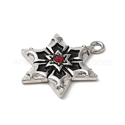 ラインストーンペンダント付き合金エナメル  スノーフレークチャーム  プラチナ  42.5x32.5x6mm  穴：3.8mm&nbsp;FIND-G067-06P